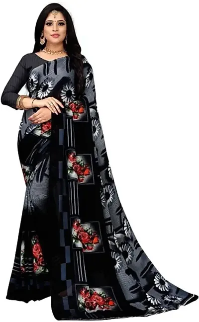 Stylee Couture Women's Printed Georgette Saree with Unstitched Blouse Piece