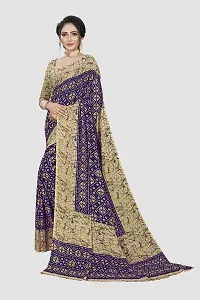 Beautiful Purple Georgette Printed Saree With Blouse Piece For Women-thumb3