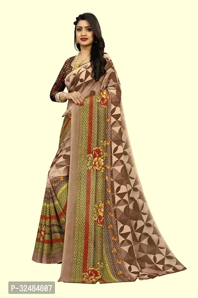 Elegant Georgette Printed Saree with Blouse piece For Women-thumb0