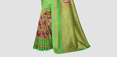 Stylish Green Art Silk Printed Saree with Blouse piece For Women-thumb4