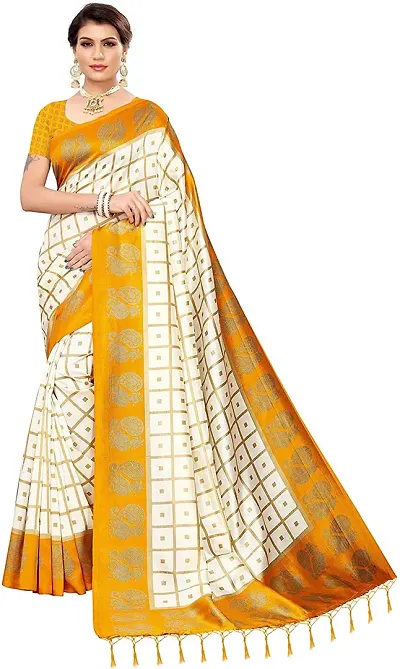 Must Have Art Silk Saree with Blouse piece 