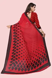 Stylish Red Georgette Printed Saree with Blouse piece For Women-thumb2