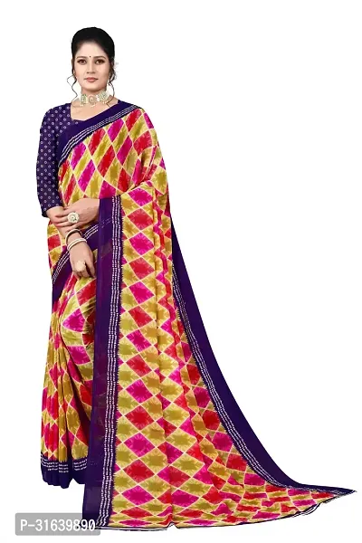 Elegant Yellow Georgette Saree without Blouse piece For Women-thumb0