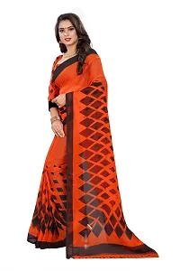 Beautiful Orange Georgette Printed Saree With Blouse Piece For Women-thumb1