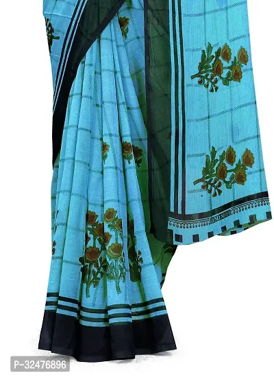 Beautiful Blue Georgette Printed Saree With Blouse Piece For Women-thumb4