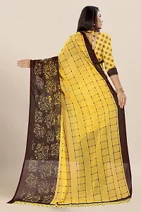 Stylish Yellow Georgette Printed Saree with Blouse piece For Women-thumb1