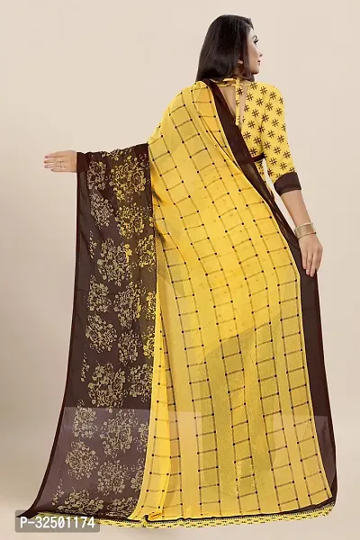 Stylish Yellow Georgette Printed Saree with Blouse piece For Women-thumb2