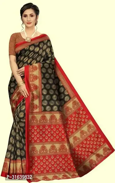 Elegant Black Art Silk Saree without Blouse piece For Women-thumb0