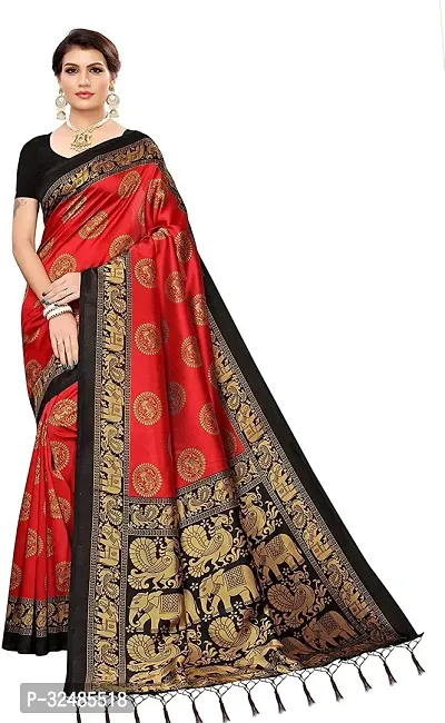 Elegant Art Silk Printed Saree with Blouse piece For Women-thumb0