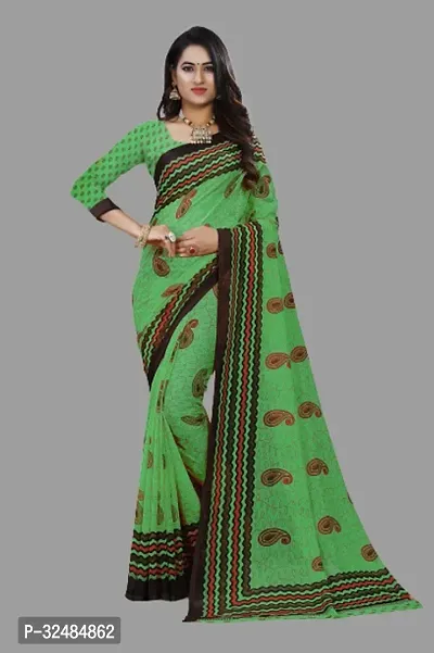 Elegant Georgette Printed Saree with Blouse piece For Women-thumb0