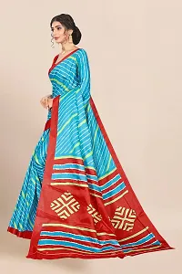 Stylish Blue Silk Blend Printed Saree with Blouse piece For Women-thumb3