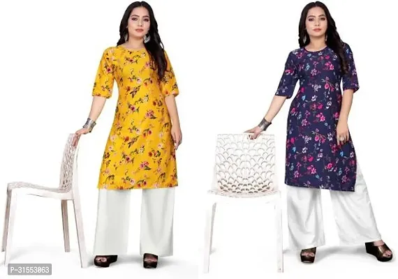 Stylish Crepe Stitched Kurta For Women Pack Of 2-thumb0