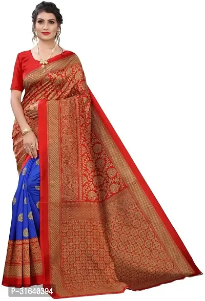 Elegant Red Art Silk Saree without Blouse piece For Women-thumb0