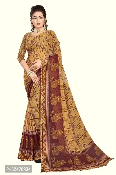 Beautiful Multicoloured Georgette Printed Saree With Blouse Piece For Women-thumb0