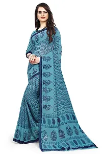 Stylish Blue Georgette Printed Saree with Blouse piece For Women-thumb4