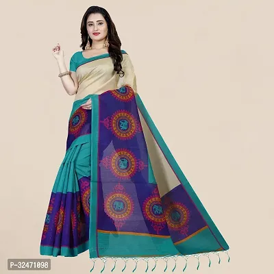 Stylist Chanderi Saree With Blouse Piece For Women-thumb0