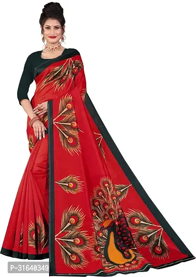 Elegant Red Art Silk Saree without Blouse piece For Women-thumb0