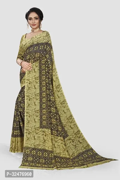 Beautiful Green Georgette Printed Saree With Blouse Piece For Women-thumb4