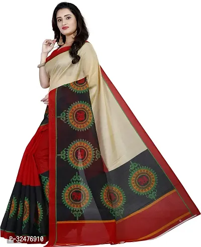 Beautiful Multicoloured Cotton Blend Printed Saree With Blouse Piece For Women-thumb2