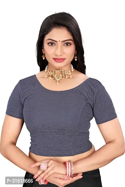 Reliable Grey Lycra Blend Stitched Blouses For Women