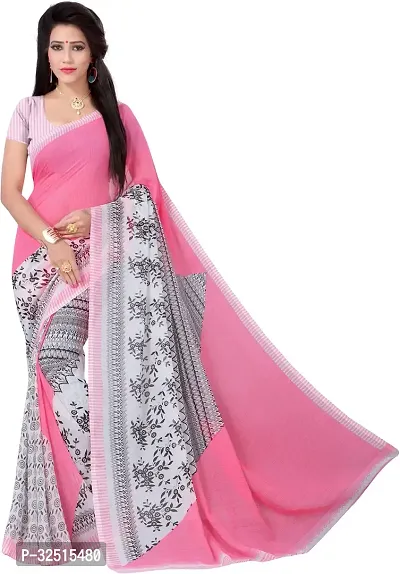 Stylish Multicoloured Georgette Printed Saree with Blouse piece For Women Pack of 2-thumb2