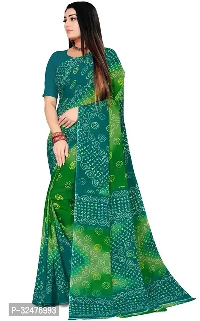 Beautiful Green Georgette Printed Saree For Women-thumb2