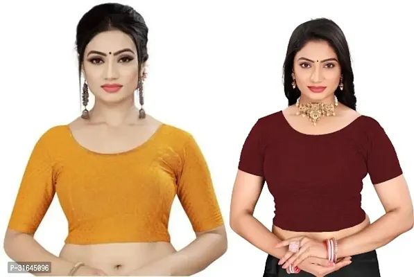 Reliable Multicoloured Lycra Blend Stitched Blouses For Women Pack Of 2