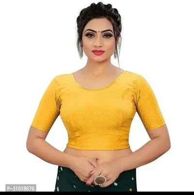 Reliable Yellow Lycra Blend Stitched Blouses For Women-thumb0