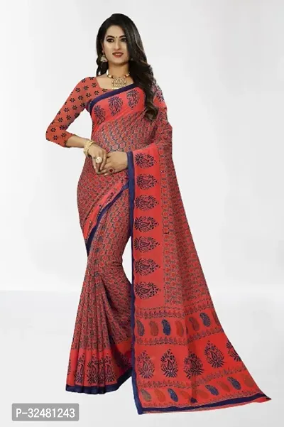 Elegant Red Georgette Saree with Blouse piece For Women-thumb0