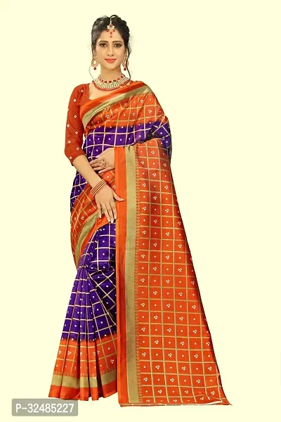 Elegant Art Silk Printed Saree with Blouse piece For Women-thumb0