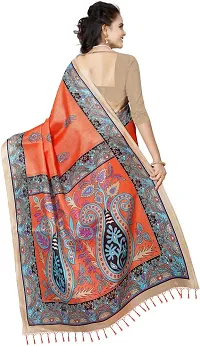 Elegant Orange Silk Blend Saree with Blouse piece For Women-thumb2