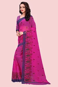 Stylish Pink Georgette Printed Saree with Blouse piece For Women-thumb3