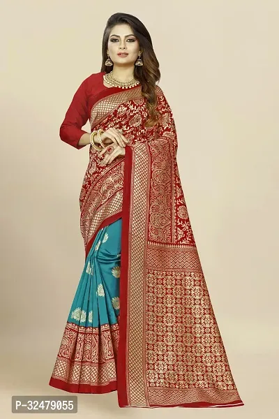 Beautiful Maroon Art Silk Printed Saree With Blouse Piece For Women-thumb0