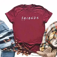 Elegant Red Cotton Blend Printed Tshirt For Women-thumb1