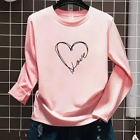 Stylish Pink Cotton Blend Printed Full Sleeve Top For Women-thumb1