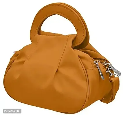 Stylish Tan Pu Solid Handbags For Women-thumb0