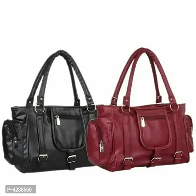 Stylish  PU Artificial Leather Solid Handbags For Women (2 Pieces)