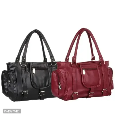 Stylish Artificial Leather Solid Handbags Combo Sets For Women(2 Pieces)-thumb0