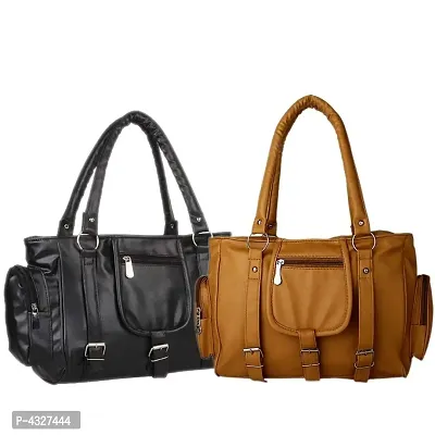 Stylish Artificial Leather Solid Handbags Combo Sets For Women(2 Pieces)