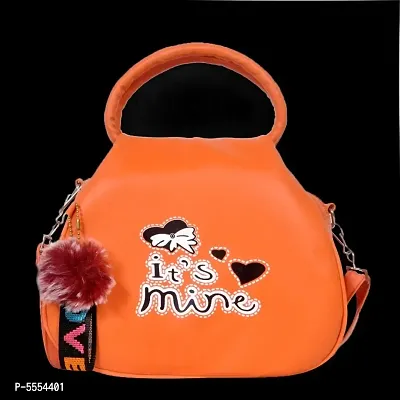 Stylish Orange New Print  PU Heart Sling Bag For Girls And Women
