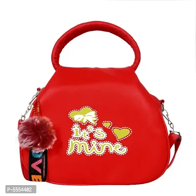 Stylish Red New Print PU Heart Sling Bag For Girls And Women
