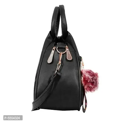 Stylish Black New Print PU Heart Sling Bag For Girls And Women-thumb2