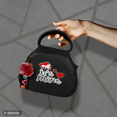 Stylish Black New Print PU Heart Sling Bag For Girls And Women-thumb4