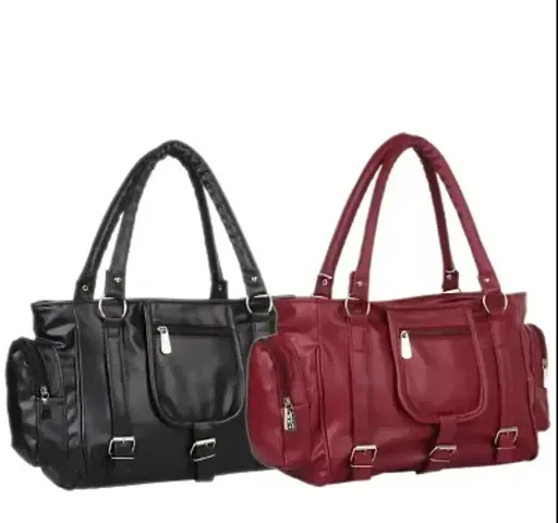 Stylish PU Artificial Leather Solid Handbags For Women (2 Pieces)