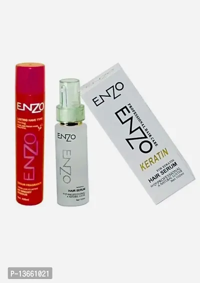 Enzo Hair Serum For Hair Straightening Serum With Protean  Vitamins Hair Serum Hair Serum&nbsp;&nbsp;(100 ml)+Hair Spa Deep Nourishing Creambath Hair Spa (490 g) with brush (Pack of 3)