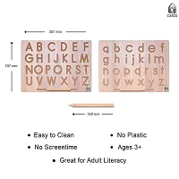 CABZO English Alphabet Tracing Board with Dummy Pencil | Capital Word ACBD and Small Word ABCD | Educational Puzzle Toys for 2+ Years Old Kids (Brown)-thumb1