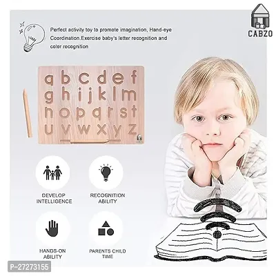 CABZO English Alphabet Tracing Board with Dummy Pencil | Capital Word ACBD and Small Word ABCD | Educational Puzzle Toys for 2+ Years Old Kids (Brown)-thumb4