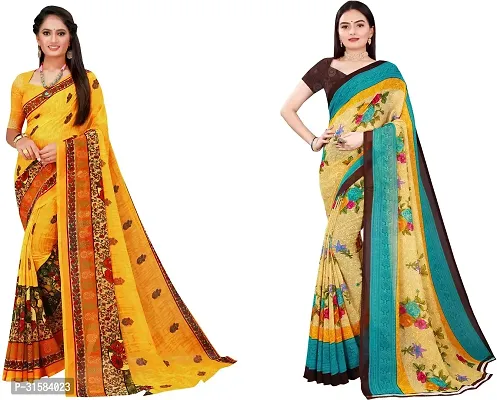 Stylish Multicoloured Georgette Saree With Blouse Piece For Women Pack Of 2-thumb0