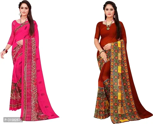 Stylish Multicoloured Georgette Saree With Blouse Piece For Women Pack Of 2-thumb0