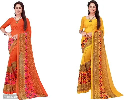 Stylish Multicoloured Georgette Saree With Blouse Piece For Women Pack Of 2-thumb0